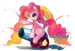 Size: 760x519 | Tagged: safe, artist:maren, character:pinkie pie, species:earth pony, species:pony, g4, party cannon, solo