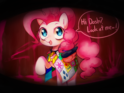 Size: 1300x977 | Tagged: safe, artist:maren, character:pinkie pie, species:earth pony, species:pony, fanfic:cupcakes, g4, cutie mark dress, solo