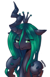 Size: 872x1339 | Tagged: safe, artist:maren, character:queen chrysalis, species:changeling, g4, changeling queen, female, solo