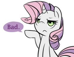 Size: 500x387 | Tagged: safe, artist:maren, character:sweetie belle, species:pony, species:unicorn, g4, alternate hairstyle, one word, solo