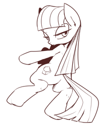 Size: 1489x1795 | Tagged: safe, artist:maren, character:maud pie, species:earth pony, species:pony, g4, grayscale, monochrome, simple background, solo