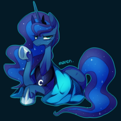 Size: 2100x2100 | Tagged: safe, artist:maren, character:princess luna, species:alicorn, species:pony, g4, blanket, simple background, solo