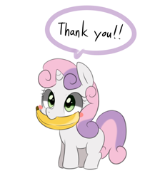 Size: 1280x1427 | Tagged: safe, artist:maren, character:sweetie belle, g4, banana, chibi, cute, diasweetes, sweetierpg
