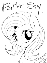 Size: 894x1200 | Tagged: safe, artist:maren, character:fluttershy, species:pegasus, species:pony, g4, grayscale, monochrome, simple background, solo
