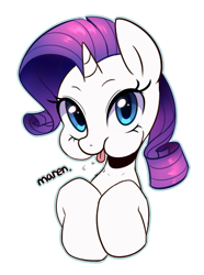 Size: 384x516 | Tagged: safe, artist:maren, character:rarity, species:pony, species:unicorn, g4, graceful, puffy cheeks, raspberry, silly, silly pony, solo, tongue out