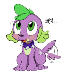 Size: 468x541 | Tagged: safe, artist:maren, character:spike, species:dog, g4, my little pony:equestria girls, cute, solo, spikabetes, spike the dog, tail wag