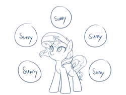 Size: 3400x2586 | Tagged: safe, artist:maren, character:sunset shimmer, species:pony, species:unicorn, g4, cute, female, mare, monochrome, shimmerbetes, simple background, sketch, smiling, sunshine shimmer, white background