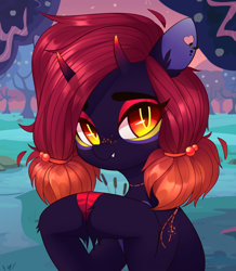 Size: 2000x2298 | Tagged: safe, artist:maren, oc, oc only, species:pony, g4, art trade, fangs, female, mare, solo