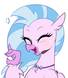 Size: 2391x2748 | Tagged: safe, artist:maren, character:silverstream, species:classical hippogriff, species:hippogriff, g4, cute, diastreamies, eyes closed, female, high res, open mouth, solo