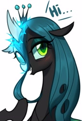 Size: 2306x3400 | Tagged: safe, alternate version, artist:maren, character:ocellus, character:queen chrysalis, species:changeling, species:reformed changeling, g4, changeling queen, disguise, disguised changeling, female, simple background, solo, white background