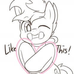 Size: 2400x2400 | Tagged: safe, artist:maren, oc, oc:blue chewings, species:pony, g4, heart shaped, one eye closed, sketch, wink