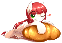 Size: 1280x900 | Tagged: safe, artist:maren, oc, oc only, species:pegasus, species:pony, g4, bread, croissant, food, solo