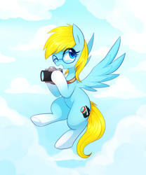Size: 2500x3000 | Tagged: safe, artist:maren, oc, oc only, oc:cloudy capture, species:pegasus, species:pony, g4, camera, glasses, solo