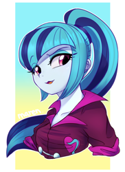 Size: 3000x4130 | Tagged: safe, artist:maren, character:sonata dusk, species:eqg human, g4, my little pony:equestria girls, adorasexy, breasts, bust, busty sonata dusk, cute, cute little fangs, fangs, female, looking at you, open mouth, sexy, solo