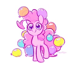 Size: 900x797 | Tagged: safe, artist:dawnfire, character:pinkie pie, species:earth pony, species:pony, g4, balloon, chibi, cute, solo