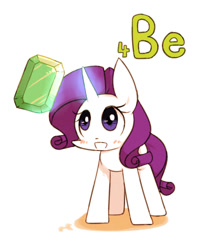 Size: 800x1000 | Tagged: safe, artist:joycall6, part of a set, character:rarity, species:pony, species:unicorn, series:joycall6's periodic table, g4, beryl, beryllium, blushing, chemistry, chibi, cute, gem, magic, open mouth, periodic table, smiling, solo, telekinesis