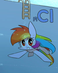 Size: 800x1000 | Tagged: safe, artist:joycall6, part of a set, character:rainbow dash, species:pegasus, species:pony, series:joycall6's periodic table, g4, blushing, chemistry, chlorine, periodic table, solo, swimming, swimming pool, underwater