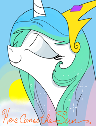 Size: 660x860 | Tagged: safe, artist:andypriceart, artist:ced75, character:princess celestia, colored, here comes the sun, solo, song reference, the beatles