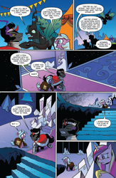 Size: 663x1019 | Tagged: safe, artist:andypriceart, idw, official comic, character:king sombra, character:princess cadance, character:queen chrysalis, character:radiant hope, species:changeling, species:pony, species:unicorn, changeling queen, comic, crystal castle, female, male, mare, preview, siege of the crystal empire, stallion