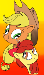 Size: 500x840 | Tagged: safe, artist:andypriceart, artist:ced75, character:apple bloom, character:applejack, colored, duo, sisters