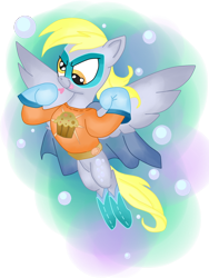 Size: 768x1024 | Tagged: safe, artist:andypriceart, artist:krazykari, character:derpy hooves, species:pegasus, species:pony, female, mare, mistress muffin, power ponies oc, solo, superhero
