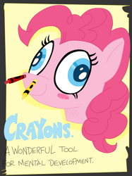 Size: 1019x1359 | Tagged: safe, artist:andypriceart, artist:krazykari, character:pinkie pie, crayons, derp, solo