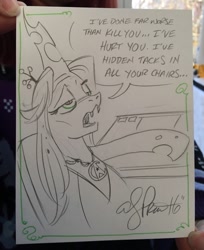 Size: 837x1024 | Tagged: safe, artist:andypriceart, character:queen chrysalis, khan noonien singh, monochrome, parody, pure unfiltered evil, reference, star trek, star trek ii: the wrath of khan, traditional art