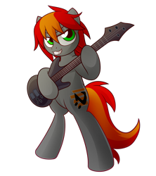 Size: 1200x1350 | Tagged: safe, artist:symbianl, oc, oc only, oc:four strings, species:pony, license:cc-by-nc-nd, bipedal, guitar, musical instrument, solo