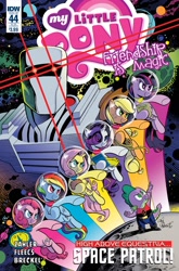 Size: 1054x1600 | Tagged: safe, artist:andypriceart, idw, official comic, character:applejack, character:fluttershy, character:pinkie pie, character:rainbow dash, character:rarity, character:spike, character:twilight sparkle, character:twilight sparkle (alicorn), species:alicorn, species:pony, andy price, cover, female, flash gordon, flying, mane seven, mane six, mare, robot, rom, rom spaceknight, space, space helmet, thom zahler, tribble
