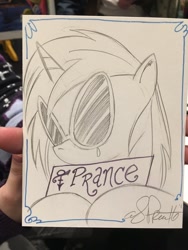 Size: 600x800 | Tagged: safe, artist:andypriceart, character:dj pon-3, character:vinyl scratch, album, crying, love symbol, prance, prince (musician), rest in peace, rest in purple, solo, traditional art