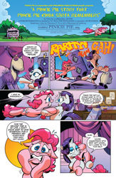 Size: 900x1384 | Tagged: safe, artist:andypriceart, idw, official comic, character:pinkie pie, character:rarity, species:earth pony, species:pony, species:unicorn, carousel boutique, clothing, comic, dialogue, dress, duo, female, mare, melodrama, ponyquin, preview, speech bubble