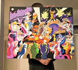 Size: 1200x1078 | Tagged: safe, artist:andypriceart, artist:the-paper-pony, idw, official, character:diamond rose, character:dj pon-3, character:gizmo, character:lemony gem, character:princess cadance, character:shining armor, character:vinyl scratch, species:alicorn, species:earth pony, species:pegasus, species:pony, species:unicorn, 33 1-3 lp, 8-bit (character), 80s, adam ant, andy you magnificent bastard, background pony, boy george, buck withers, cowbell, cutiespark, danny elfman, devo, drum kit, drums, energy dome, female, ferris bueller's day off, filly, filly vinyl scratch, frankie goes to hollywood, gaffer, keytar, little girls, long play, lyrics, male, musical instrument, neigh anything, new wave, observer, observer (character), oingo boingo, revenge of the nerds, song reference, spread wings, stallion, sweetcream scoops, teary eyes, text, the mystic knights of the electric stable, unnamed character, unnamed pony, wings, younger