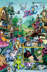 Size: 600x911 | Tagged: safe, artist:andypriceart, idw, official, official comic, alice price, character:angel bunny, character:bittersweet, character:bulk biceps, character:carrot top, character:cranky doodle donkey, character:derpy hooves, character:doctor whooves, character:firefly, character:golden harvest, character:iron will, character:leadwing, character:mayor mare, character:owlowiscious, character:philomena, character:rainbow dash, character:screwball, character:silver spoon, character:tank, character:time turner, species:changeling, species:donkey, species:earth pony, species:pegasus, species:pony, species:unicorn, g1, ace, andy price, blues brothers, cat, censored vulgarity, changelings are terrible actors, comic, disguise, disguised changeling, drool, elwood (idw), elwood j. blues, g1 to g4, generation leap, grawlixes, idw advertisement, jake (idw), jake blues, katie cook, parasprite, ponified, ponyville, roid rage, sleeping, the return of queen chrysalis, thomas magnum, unnamed pony, z