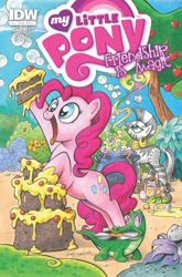 Size: 674x1023 | Tagged: safe, artist:andypriceart, idw, official, official comic, character:gummy, character:pinkie pie, character:zecora, species:earth pony, species:pony, species:zebra, comic, cover, idw advertisement