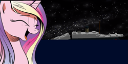 Size: 1015x508 | Tagged: safe, artist:andypriceart, artist:westrail642fan, edit, character:princess cadance, 3d, cadance laughs at your misery, comic, exploitable meme, lego, meme, obligatory pony, sinking, titanic