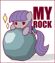Size: 1125x1275 | Tagged: safe, artist:symbianl, part of a set, character:maud pie, license:cc-by-nc-nd, blushing, cute, maudabetes, no nose, part of a series, rock, solo, symbianl is trying to murder us, symbianl's chibis, that pony sure does love rocks