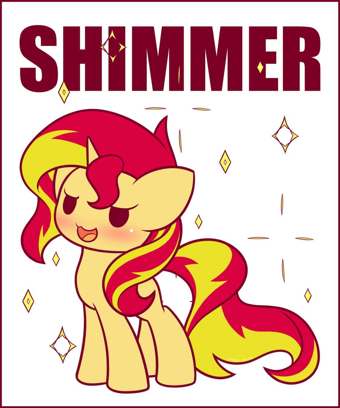 Size: 1125x1350 | Tagged: safe, artist:symbianl, part of a set, character:sunset shimmer, species:pony, species:unicorn, g4, license:cc-by-nc-nd, :3, animated, blushing, chibi, cute, female, gif, literal, mare, open mouth, part of a series, shimmer, shimmerbetes, solo, symbianl's chibis