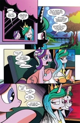 Size: 630x969 | Tagged: safe, artist:andypriceart, idw, character:princess celestia, character:starlight glimmer, species:alicorn, species:pony, species:unicorn, accord (arc), advertisement, callback, chaos theory (arc), comic, conclusion: and chaos into the order came, dialogue, evil celestia, evil grin, grin, idw advertisement, sad, smiling, tyrant celestia