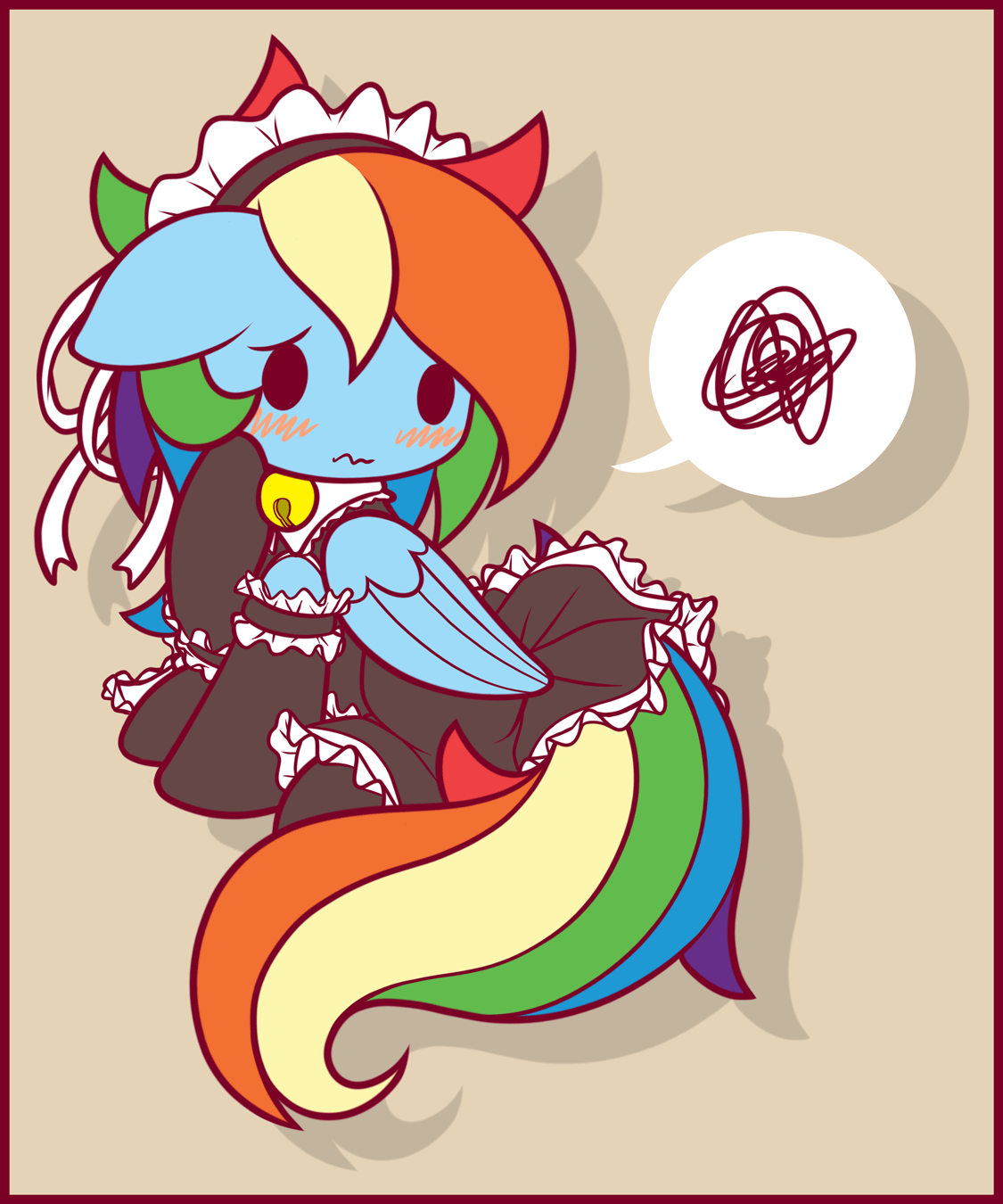 Size: 1125x1350 | Tagged: safe, artist:symbianl, character:rainbow dash, license:cc-by-nc-nd, animated, bell, bell collar, blushing, chibi, clothing, collar, cute, dashabetes, embarrassed, gif, maid, no nose, pictogram, rainbow dash always dresses in style, solo, symbianl is trying to murder us, symbianl's chibis, •~•