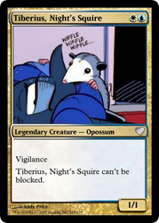 Size: 375x523 | Tagged: safe, artist:andypriceart, edit, character:princess luna, character:tiberius, magic the gathering, opossum, trading card, trading card edit