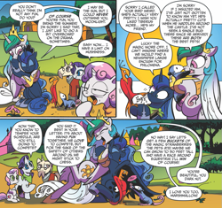 Size: 905x850 | Tagged: safe, artist:andypriceart, idw, character:kibitz, character:philomena, character:princess celestia, character:princess luna, character:rarity, character:sweetie belle, character:tiberius, species:alicorn, species:pony, apology, boop, cute, cutelestia, female, lunabetes, mare, nose wrinkle, noseboop, reconciliation, royal sisters, sisterly love, sisters