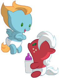 Size: 4998x6594 | Tagged: safe, artist:andypriceart, artist:lahirien, idw, parent:big macintosh, parent:fleetfoot, parents:fleetmac, species:pony, .ai available, absurd resolution, baby, baby bottle, baby pony, diaper, offspring, simple background, transparent background, vector, vector trace