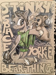 Size: 1536x2048 | Tagged: safe, artist:andypriceart, species:alicorn, species:pony, crossover, ewoks, female, mare, ponified, princess leia, star wars, traditional art