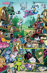 Size: 1040x1600 | Tagged: safe, artist:andypriceart, idw, official, official comic, alice price, character:angel bunny, character:bittersweet, character:bulk biceps, character:carrot top, character:cranky doodle donkey, character:derpy hooves, character:doctor whooves, character:firefly, character:golden harvest, character:iron will, character:leadwing, character:mayor mare, character:owlowiscious, character:philomena, character:rainbow dash, character:screwball, character:silver spoon, character:tank, character:time turner, species:changeling, species:donkey, species:earth pony, species:pegasus, species:pony, species:unicorn, g1, ace, andy price, blues brothers, cat, changelings are terrible actors, cloud, comic, disguise, disguised changeling, drool, elwood (idw), elwood j. blues, facial hair, g1 to g4, generation leap, idw advertisement, issue 1, jake (idw), jake blues, katie cook, magnum p.i., moustache, parasprite, ponified, ponyville, preview, roid rage, sleeping, the return of queen chrysalis, thomas magnum, unnamed pony, z