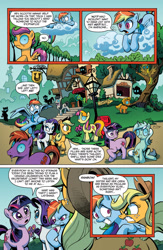 Size: 1040x1600 | Tagged: safe, artist:andypriceart, idw, official, official comic, character:applejack, character:lyra heartstrings, character:octavia melody, character:rainbow dash, character:rarity, character:scootaloo, character:twilight sparkle, character:twilight sparkle (unicorn), species:earth pony, species:pegasus, species:pony, species:unicorn, advertisement, angry, cloud, comic, disguise, disguised changeling, female, idw advertisement, issue 1, mare, nervous, preview, sweetcream scoops, the return of queen chrysalis