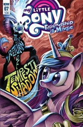Size: 1054x1600 | Tagged: safe, artist:andypriceart, idw, character:princess cadance, character:tempest shadow, species:alicorn, species:pony, species:unicorn, my little pony: the movie (2017), comic cover, cover art, crown, duo, jewelry, regalia, sparking horn