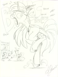 Size: 7000x9248 | Tagged: safe, artist:andypriceart, character:princess celestia, character:princess luna, species:alicorn, species:earth pony, species:pony, absurd file size, absurd resolution, andy you magnificent bastard, balancing, bawk, behaving like a bird, bipedal, commission, crystal ball, crystal ball (character), derp, eyes closed, feather, grayscale, hypnosis, hypnotism, hypnotized, laughing, majestic as fuck, male, monochrome, open mouth, pencil drawing, pun, raised eyebrow, raised leg, scanned, sillestia, silly, simple background, sitting, smiling, stallion, swirly eyes, this will end in tears and/or a journey to the moon, tongue out, too big for derpibooru, traditional art, wat, white background