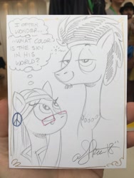 Size: 1536x2048 | Tagged: safe, artist:andypriceart, idw, character:flax seed, character:wheat grass, species:earth pony, species:pony, thought bubble, traditional art