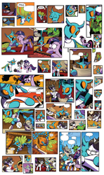 Size: 1134x1920 | Tagged: safe, artist:andypriceart, idw, character:raven inkwell, character:twilight sparkle, character:twilight sparkle (alicorn), species:alicorn, species:changeling, species:dragon, species:pony, species:reformed changeling, species:unicorn, species:yak, blacktip, clothing, cuteling, flying, glenda, hoof hold, horwitz, scroll, sweater, urtica