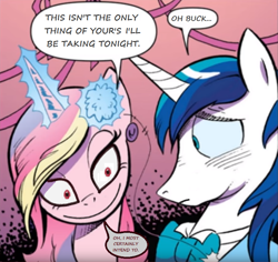 Size: 818x772 | Tagged: safe, artist:andypriceart, edit, editor:symphonic sync, idw, character:princess cadance, character:shining armor, ship:shiningcadance, comics, female, male, neigh anything, princess creepance, princess yandance, shipping, straight, yandere